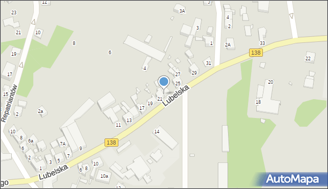 Gubin, Lubelska, 23, mapa Gubin