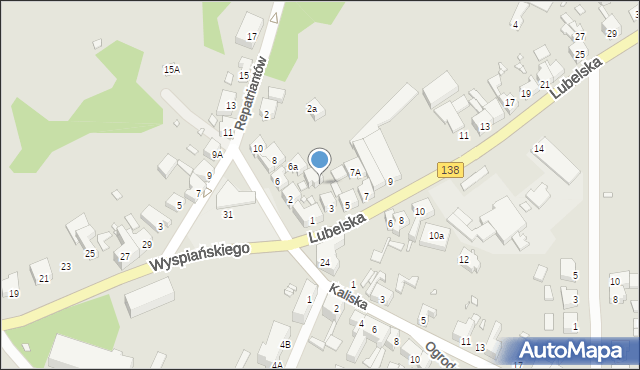 Gubin, Lubelska, 3a, mapa Gubin