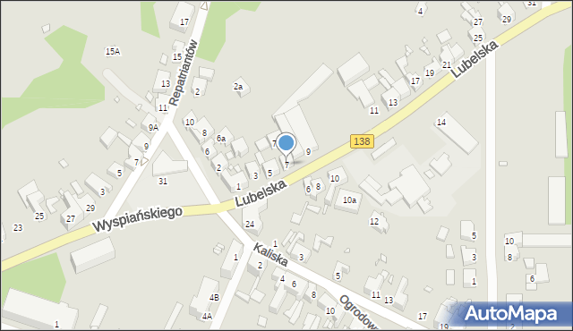 Gubin, Lubelska, 7, mapa Gubin