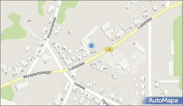 Gubin, Lubelska, 9, mapa Gubin