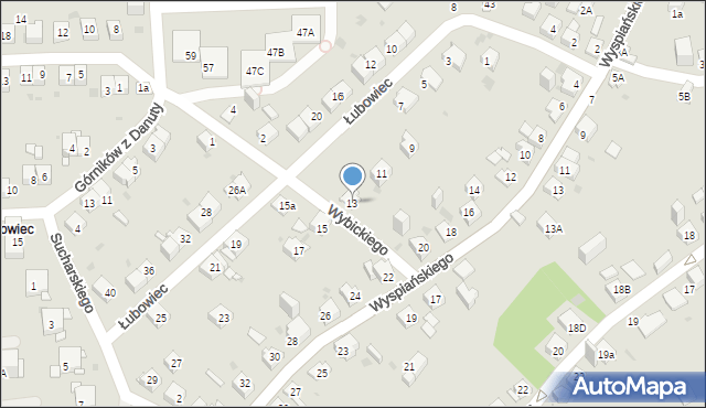 Jaworzno, Łubowiec, 13, mapa Jaworzno