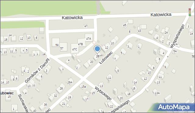 Jaworzno, Łubowiec, 16, mapa Jaworzno