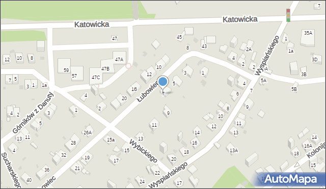 Jaworzno, Łubowiec, 7, mapa Jaworzno