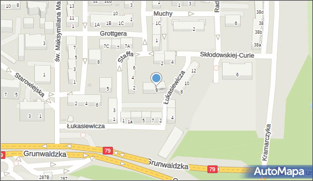 Jaworzno, Łukasiewicza Ignacego, 9, mapa Jaworzno