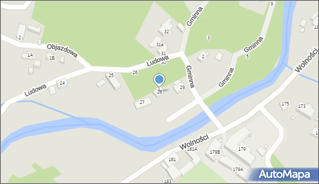 Jelenia Góra, Ludowa, 28, mapa Jelenia Góra