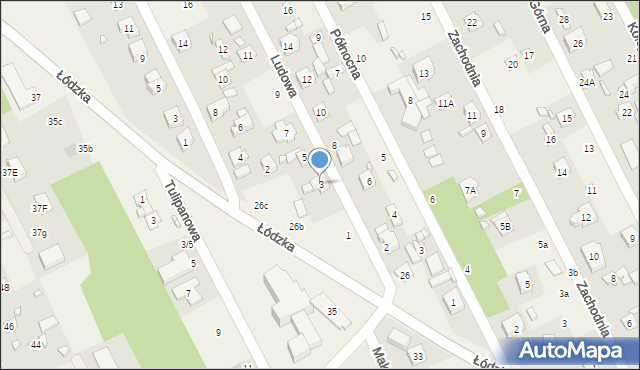 Justynów, Ludowa, 3, mapa Justynów