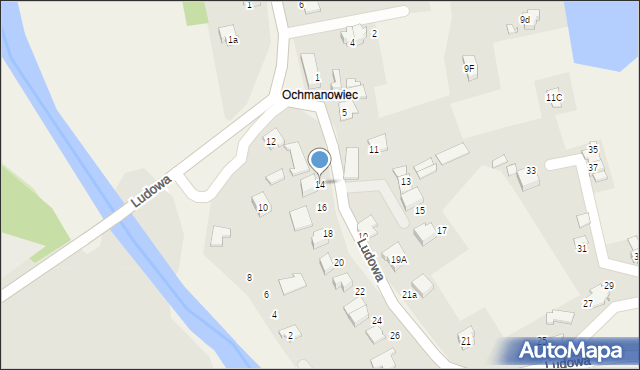 Kaniów, Ludowa, 14, mapa Kaniów