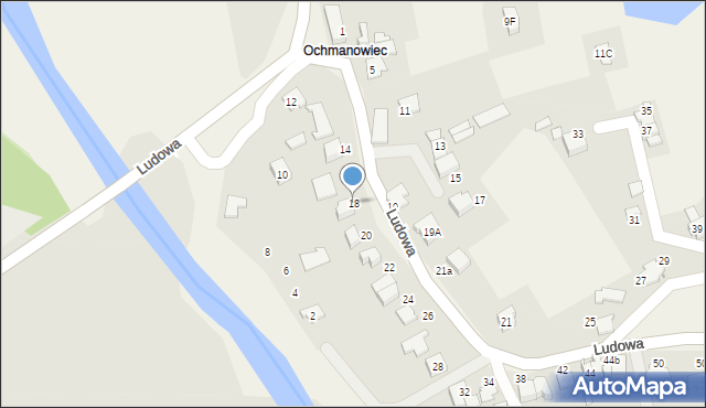 Kaniów, Ludowa, 18, mapa Kaniów