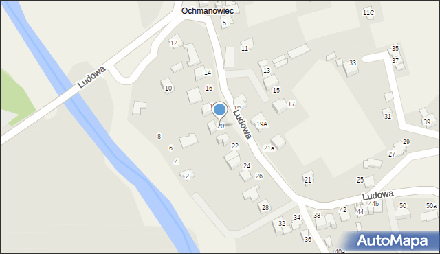 Kaniów, Ludowa, 20, mapa Kaniów