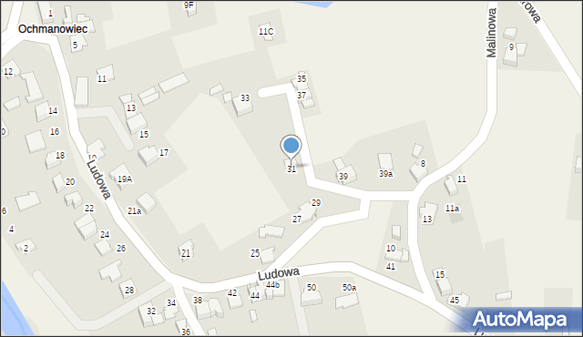 Kaniów, Ludowa, 31, mapa Kaniów