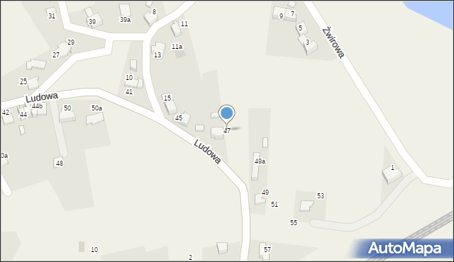 Kaniów, Ludowa, 47, mapa Kaniów