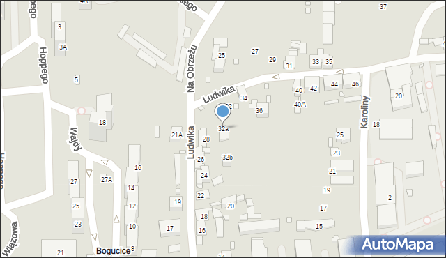 Katowice, Ludwika, 32a, mapa Katowic