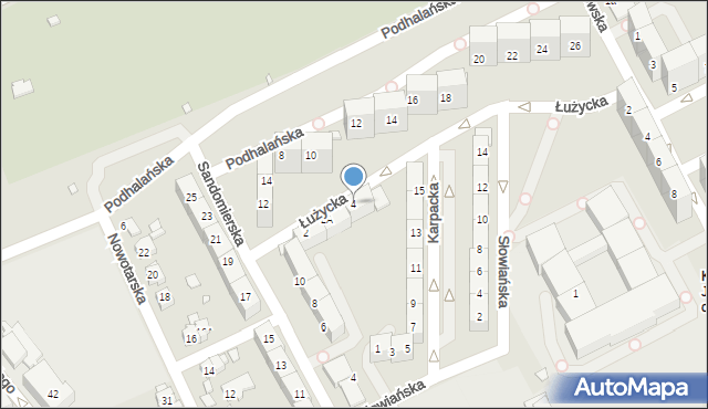 Katowice, Łużycka, 4, mapa Katowic