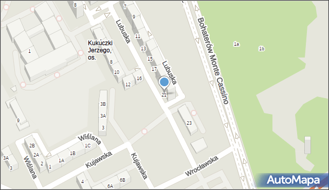Katowice, Lubuska, 21, mapa Katowic