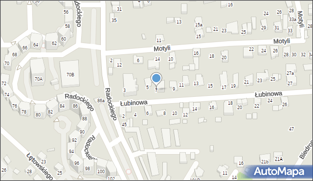 Katowice, Łubinowa, 7, mapa Katowic