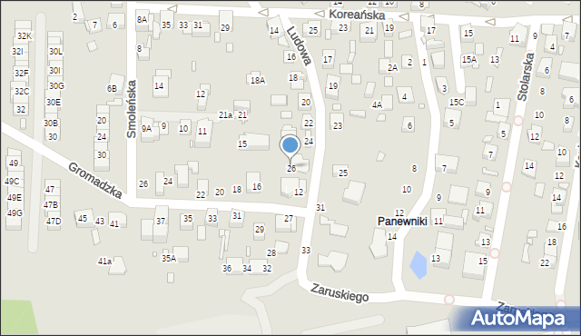 Katowice, Ludowa, 26, mapa Katowic