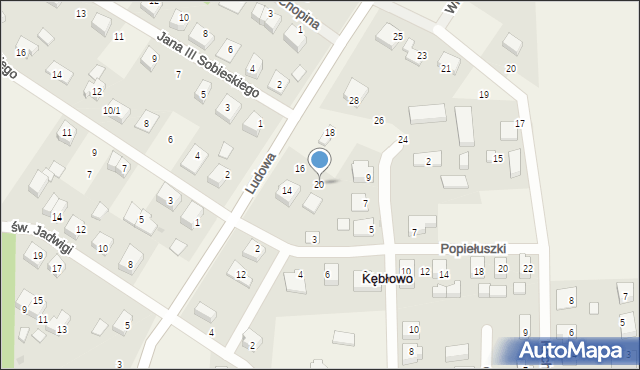 Kębłowo, Ludowa, 20, mapa Kębłowo