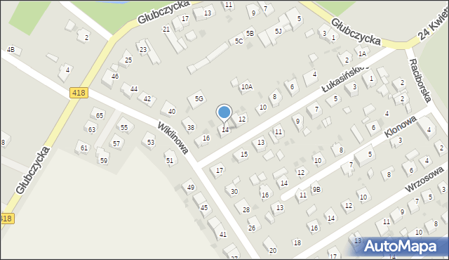 Kędzierzyn-Koźle, Łukasińskiego Waleriana, mjr., 14, mapa Kędzierzyna-Koźle