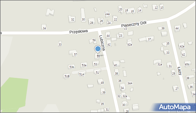 Kielce, Lubiczna, 55, mapa Kielc