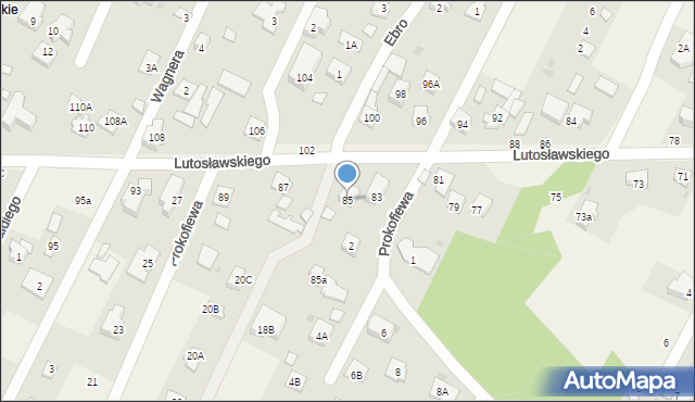 Klaudyn, Lutosławskiego Witolda, 85, mapa Klaudyn