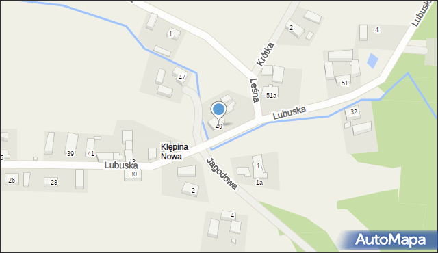 Klępina, Lubuska, 49, mapa Klępina