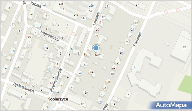 Kobierzyce, Ludowa, 8A, mapa Kobierzyce