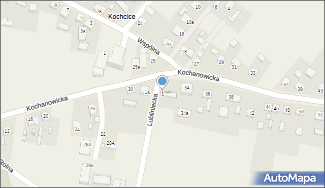 Kochcice, Lubliniecka, 1, mapa Kochcice