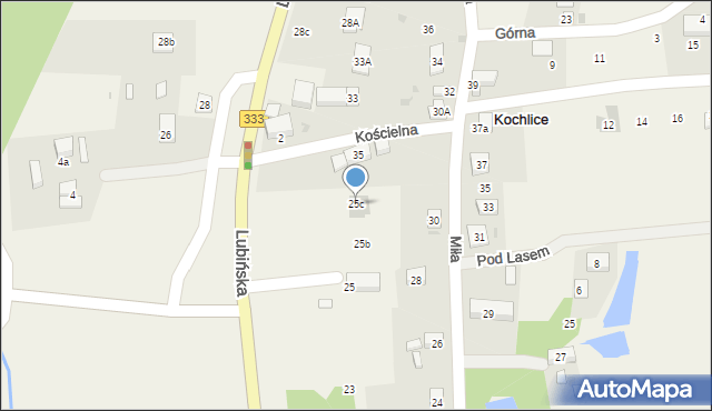 Kochlice, Lubińska, 25c, mapa Kochlice