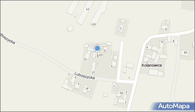 Kolanowice, Luboszycka, 8, mapa Kolanowice