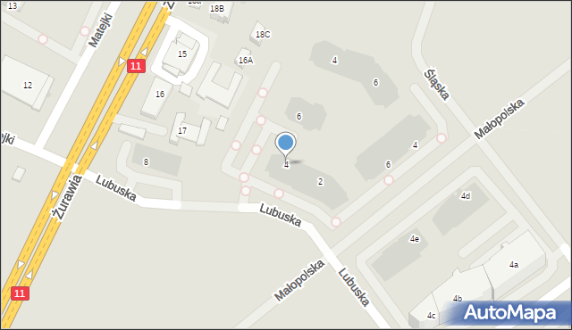 Kołobrzeg, Lubuska, 4, mapa Kołobrzegu