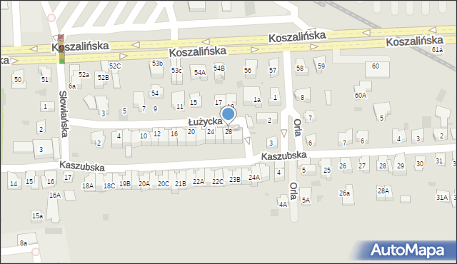 Kołobrzeg, Łużycka, 28, mapa Kołobrzegu