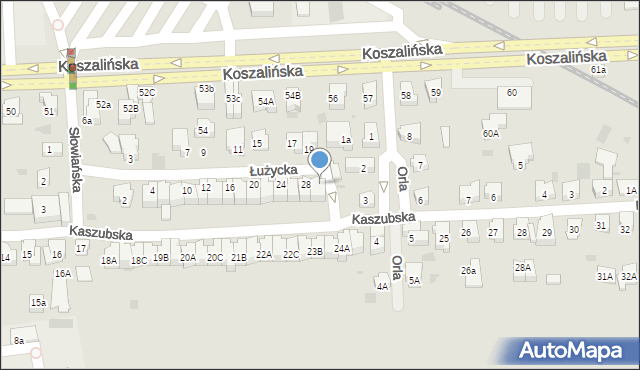 Kołobrzeg, Łużycka, 30, mapa Kołobrzegu