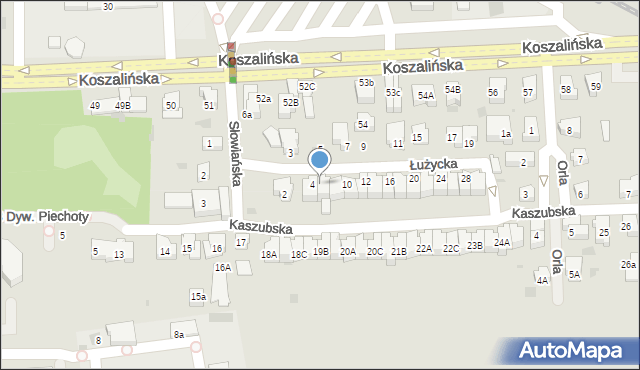 Kołobrzeg, Łużycka, 6, mapa Kołobrzegu