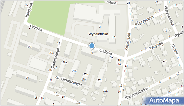 Koluszki, Ludowa, 5, mapa Koluszki