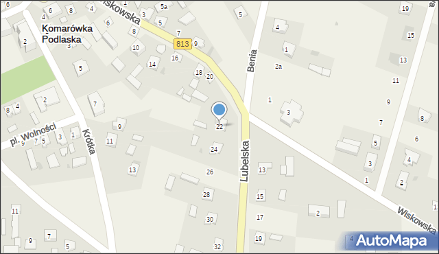 Komarówka Podlaska, Lubelska, 22, mapa Komarówka Podlaska