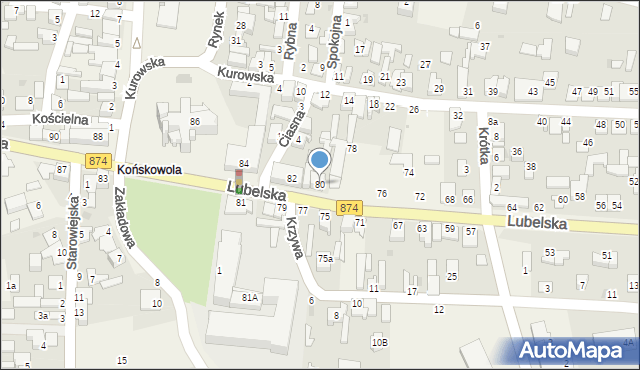 Końskowola, Lubelska, 80, mapa Końskowola