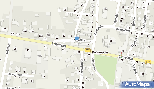 Końskowola, Lubelska, 90, mapa Końskowola