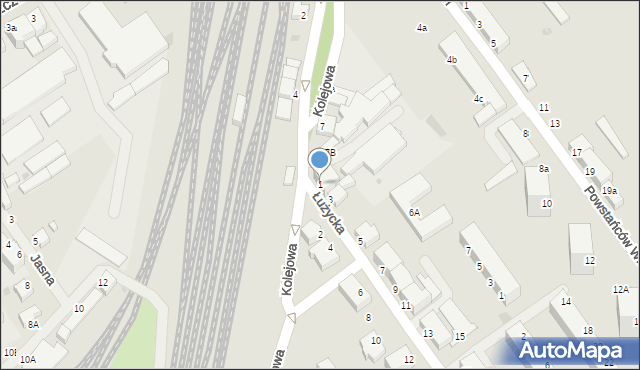 Koszalin, Łużycka, 1, mapa Koszalina