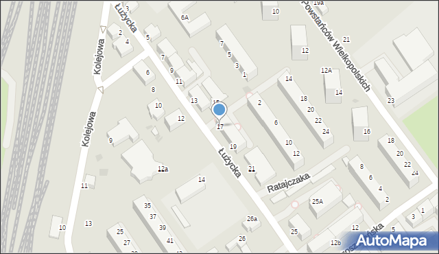 Koszalin, Łużycka, 17, mapa Koszalina