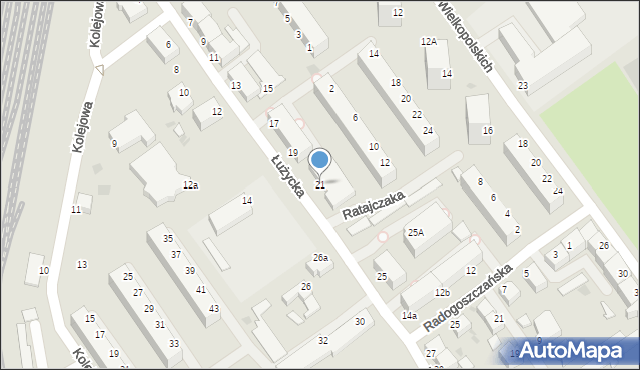 Koszalin, Łużycka, 21, mapa Koszalina