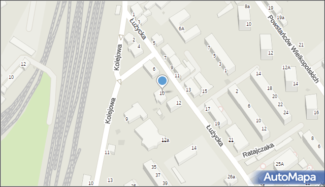 Koszalin, Łużycka, 10, mapa Koszalina