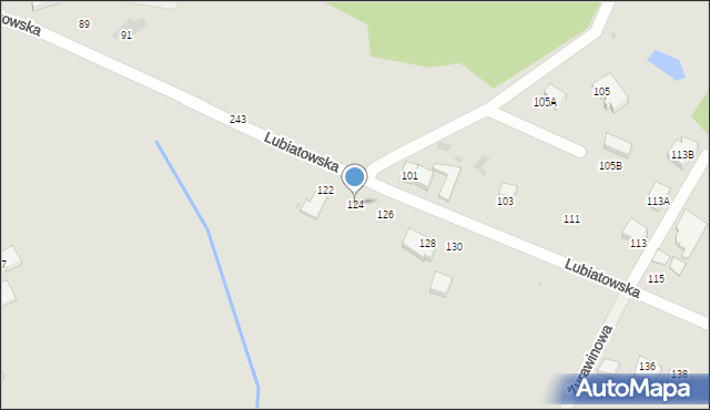 Koszalin, Lubiatowska, 124, mapa Koszalina