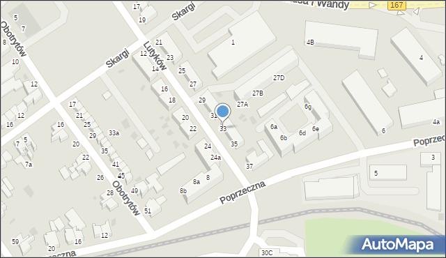 Koszalin, Lutyków, 33, mapa Koszalina