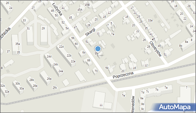 Koszalin, Łużycka, 57, mapa Koszalina