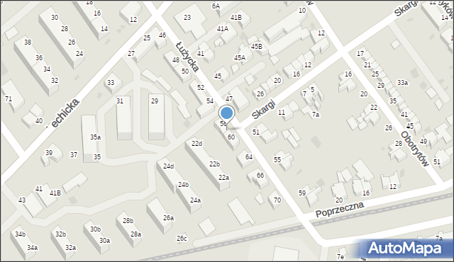 Koszalin, Łużycka, 58, mapa Koszalina