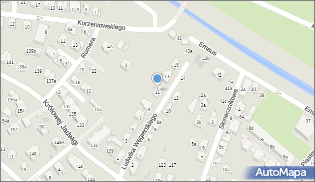 Kraków, Ludwika Węgierskiego, 11, mapa Krakowa