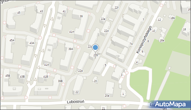 Kraków, Lubostroń, 22b, mapa Krakowa