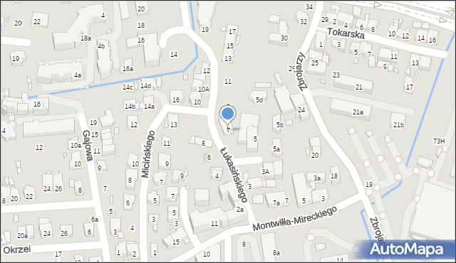 Kraków, Łukasińskiego Waleriana, mjr., 7, mapa Krakowa