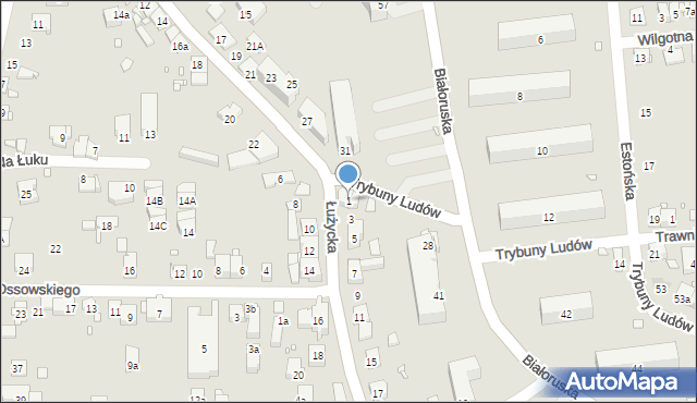 Kraków, Łużycka, 1, mapa Krakowa