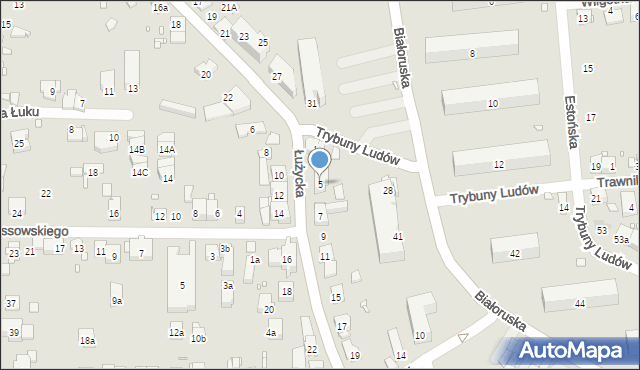 Kraków, Łużycka, 5, mapa Krakowa